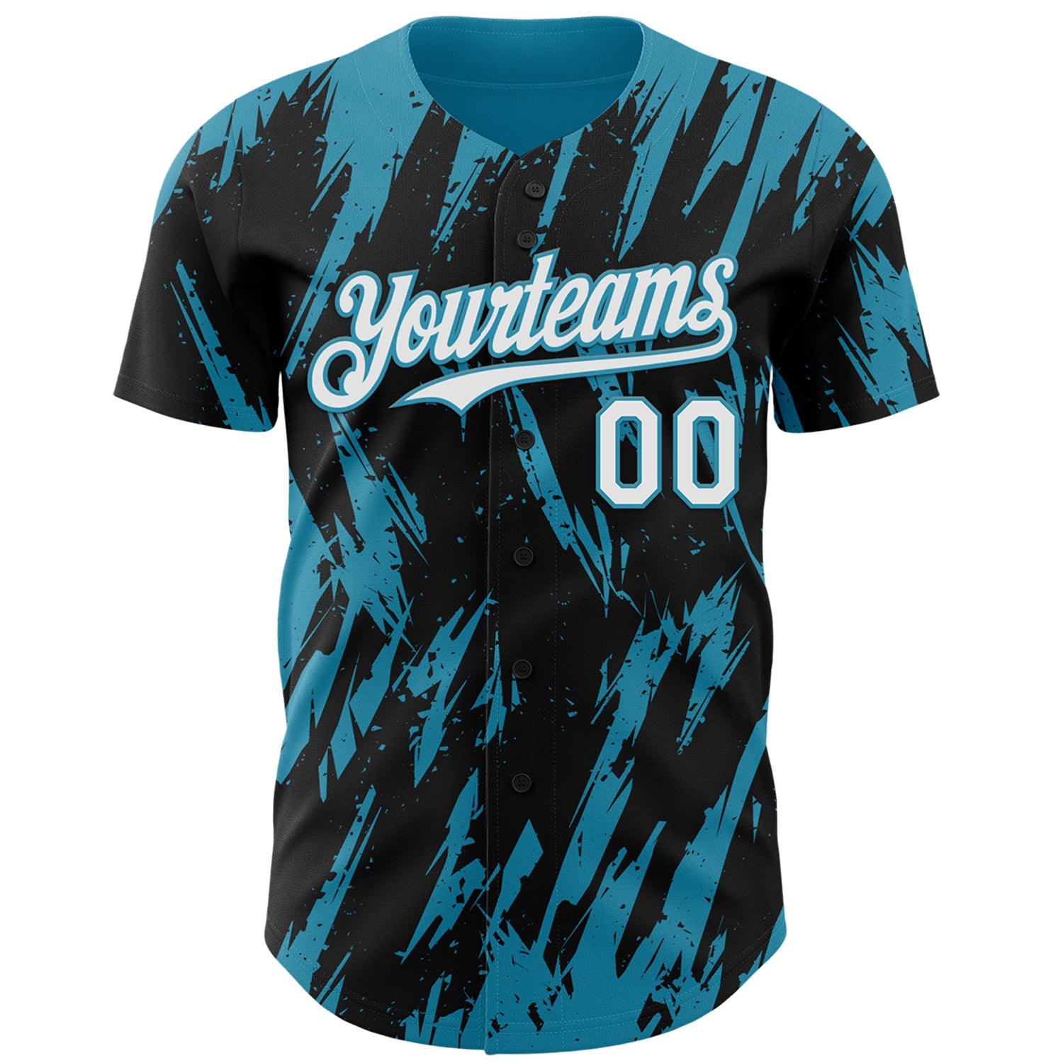 Custom Black White-Panther Blue Splatter Torn Sharp Brush Stroke Authentic Baseball Jersey view 2