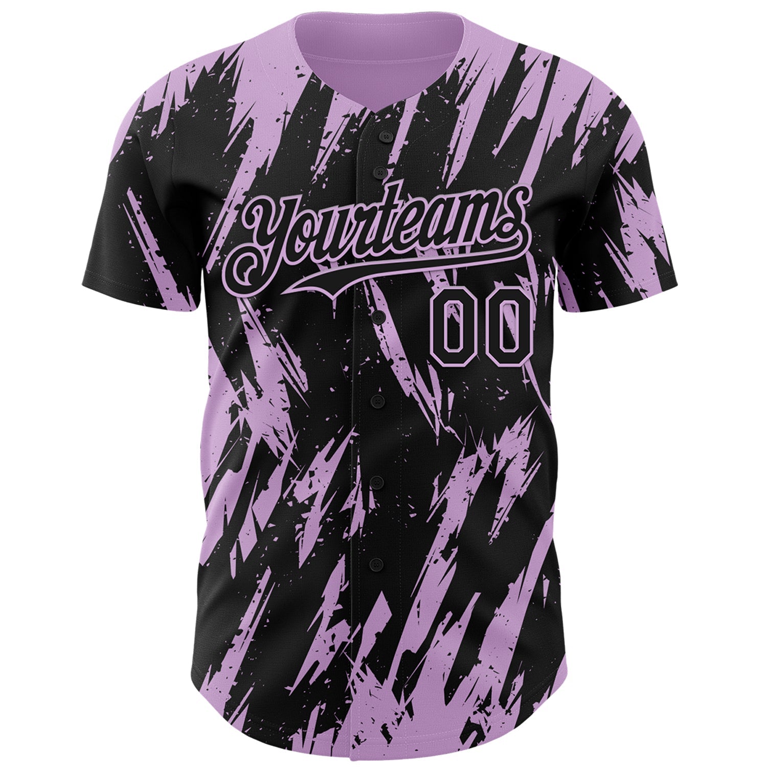 Custom Black Light Purple Splatter Torn Sharp Brush Stroke Authentic Baseball Jersey view 2