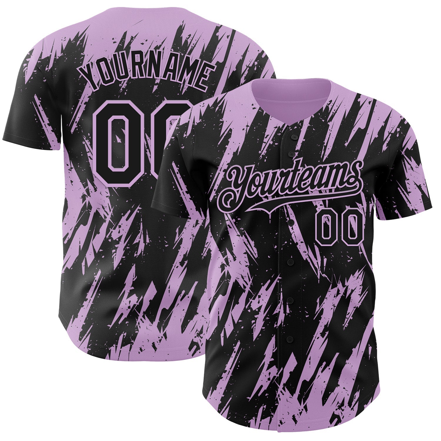 Custom Black Light Purple Splatter Torn Sharp Brush Stroke Authentic Baseball Jersey - Main View