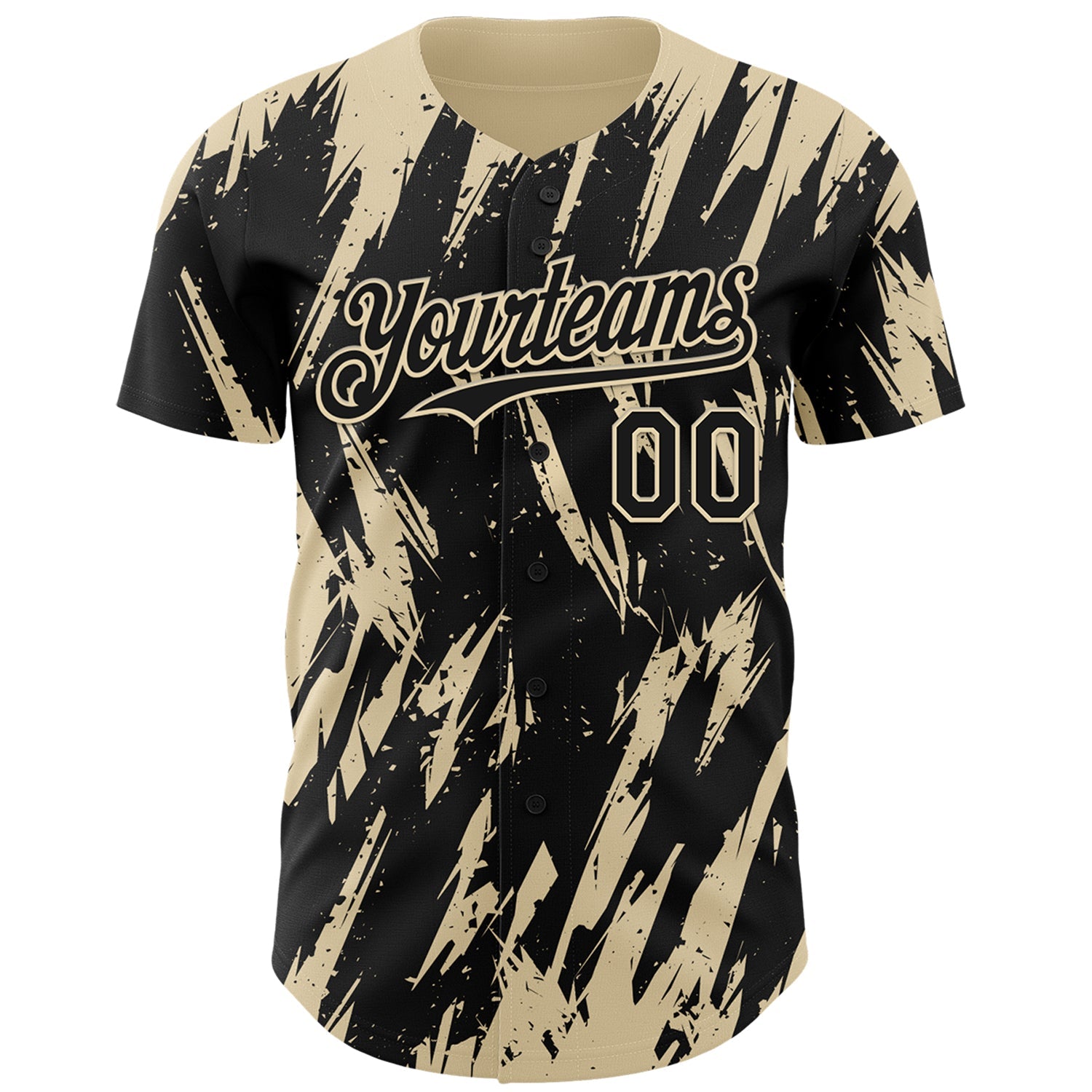 Custom Black Cream Splatter Torn Sharp Brush Stroke Authentic Baseball Jersey view 2