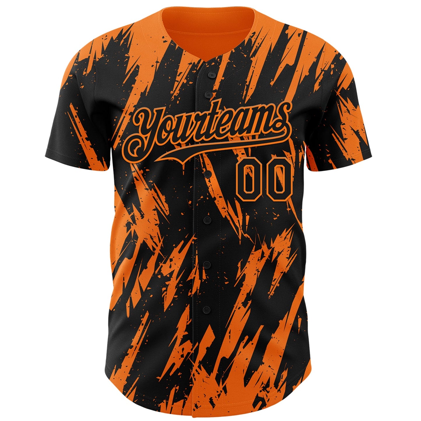 Custom Black Bay Orange Splatter Torn Sharp Brush Stroke Authentic Baseball Jersey view 2