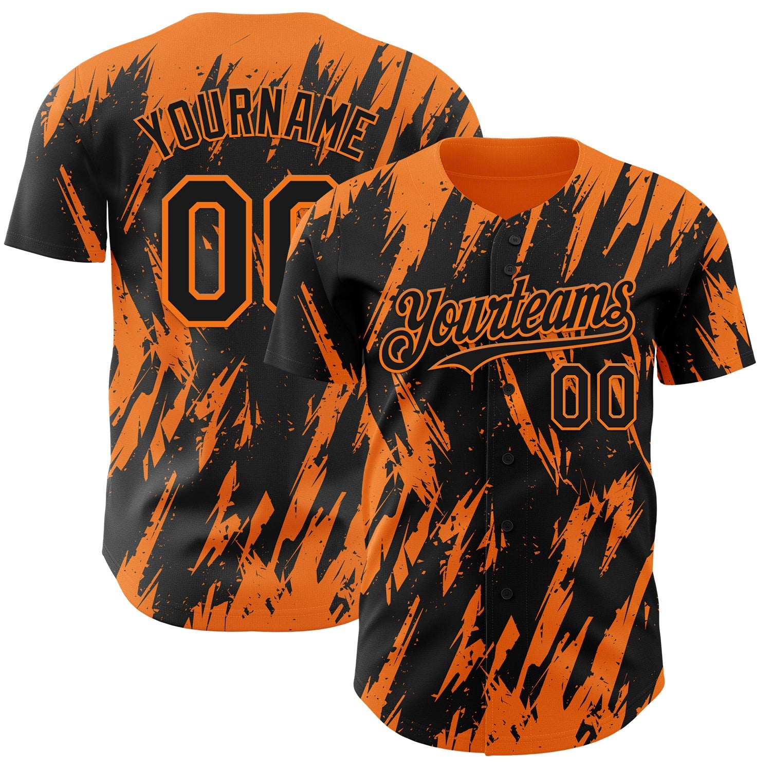 Custom Black Bay Orange Splatter Torn Sharp Brush Stroke Authentic Baseball Jersey - Main View