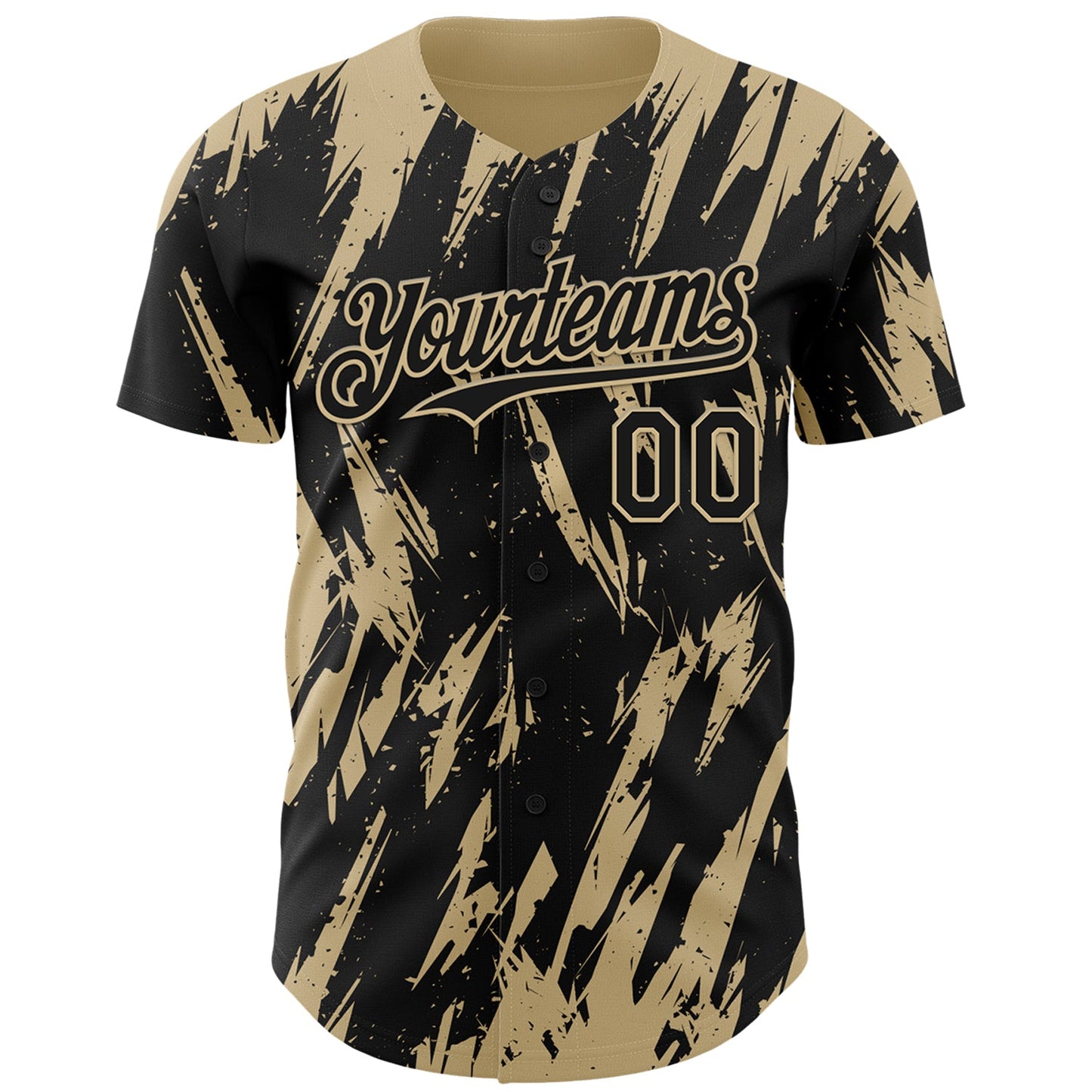 Custom Black Vegas Gold Splatter Torn Sharp Brush Stroke Authentic Baseball Jersey view 2