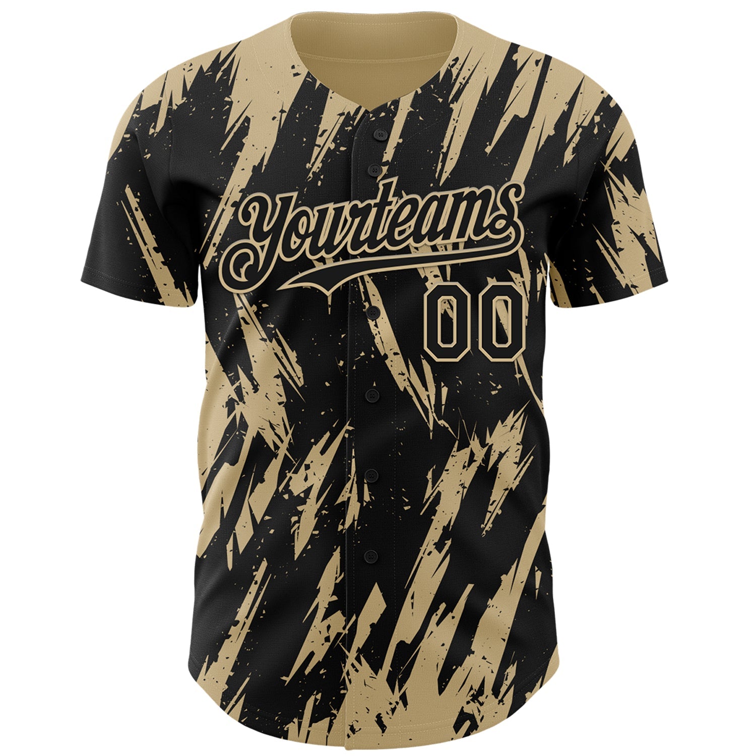 Custom Black Vegas Gold Splatter Torn Sharp Brush Stroke Authentic Baseball Jersey view 2