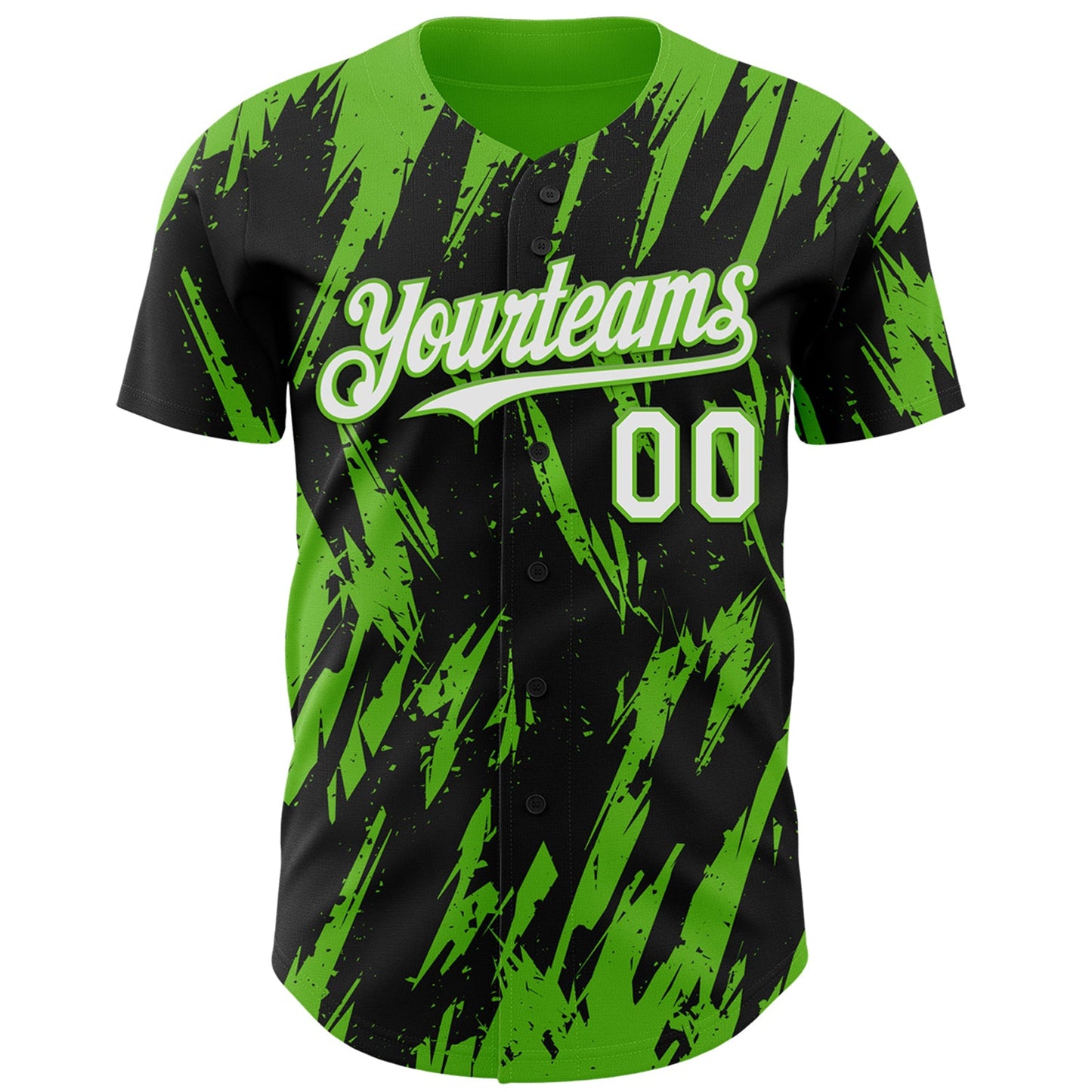 Custom Black White-Aurora Green Splatter Torn Sharp Brush Stroke Authentic Baseball Jersey view 2