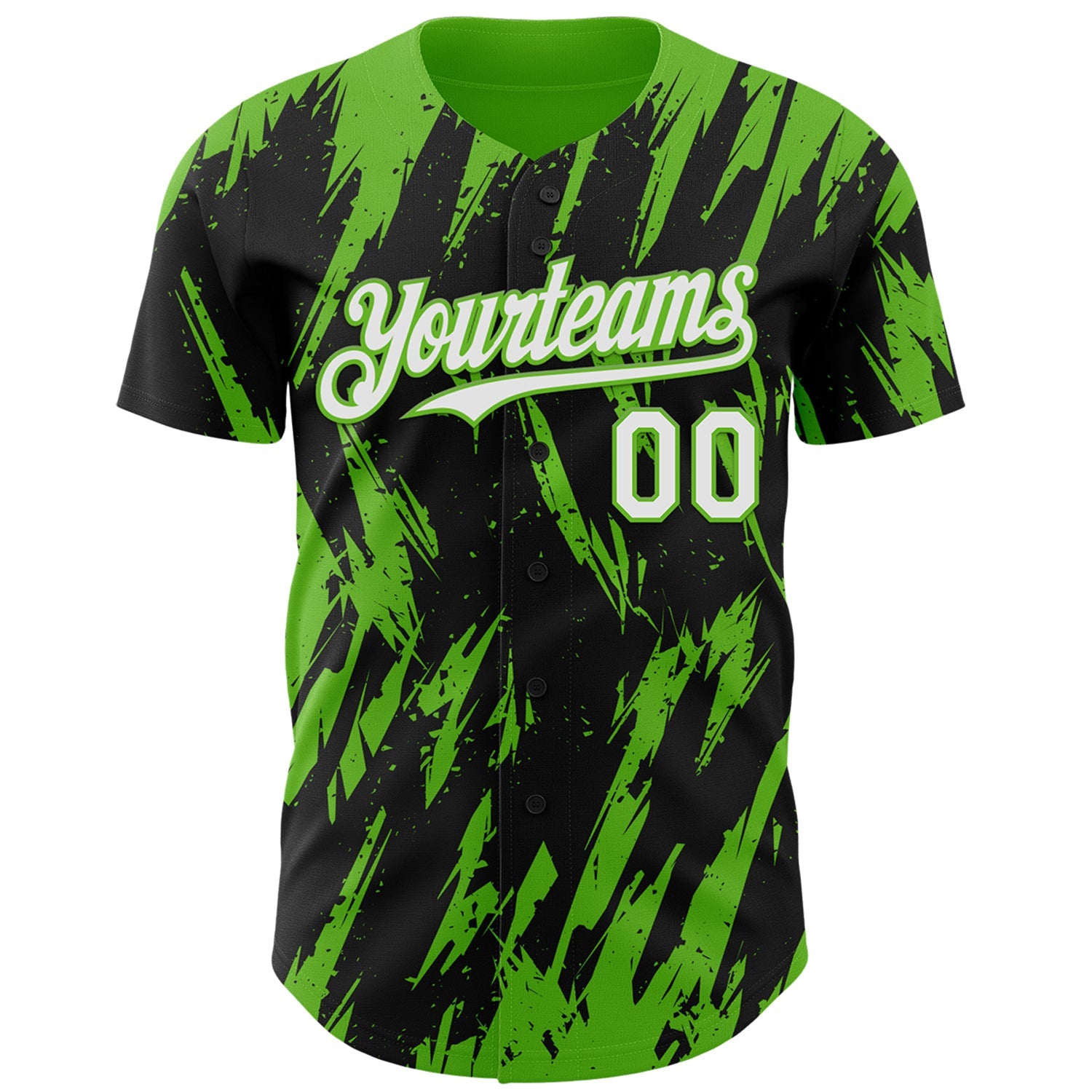 Custom Black White-Aurora Green Splatter Torn Sharp Brush Stroke Authentic Baseball Jersey view 2