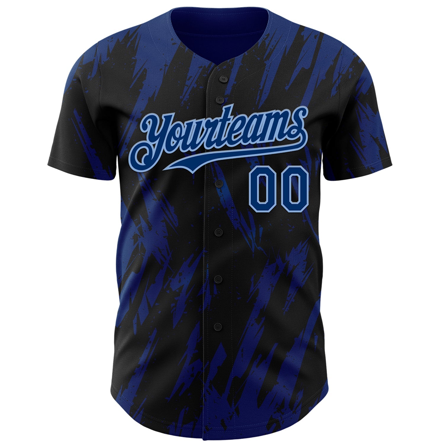 Custom Black US Navy Blue-Light Blue Splatter Torn Sharp Brush Stroke Authentic Baseball Jersey view 2