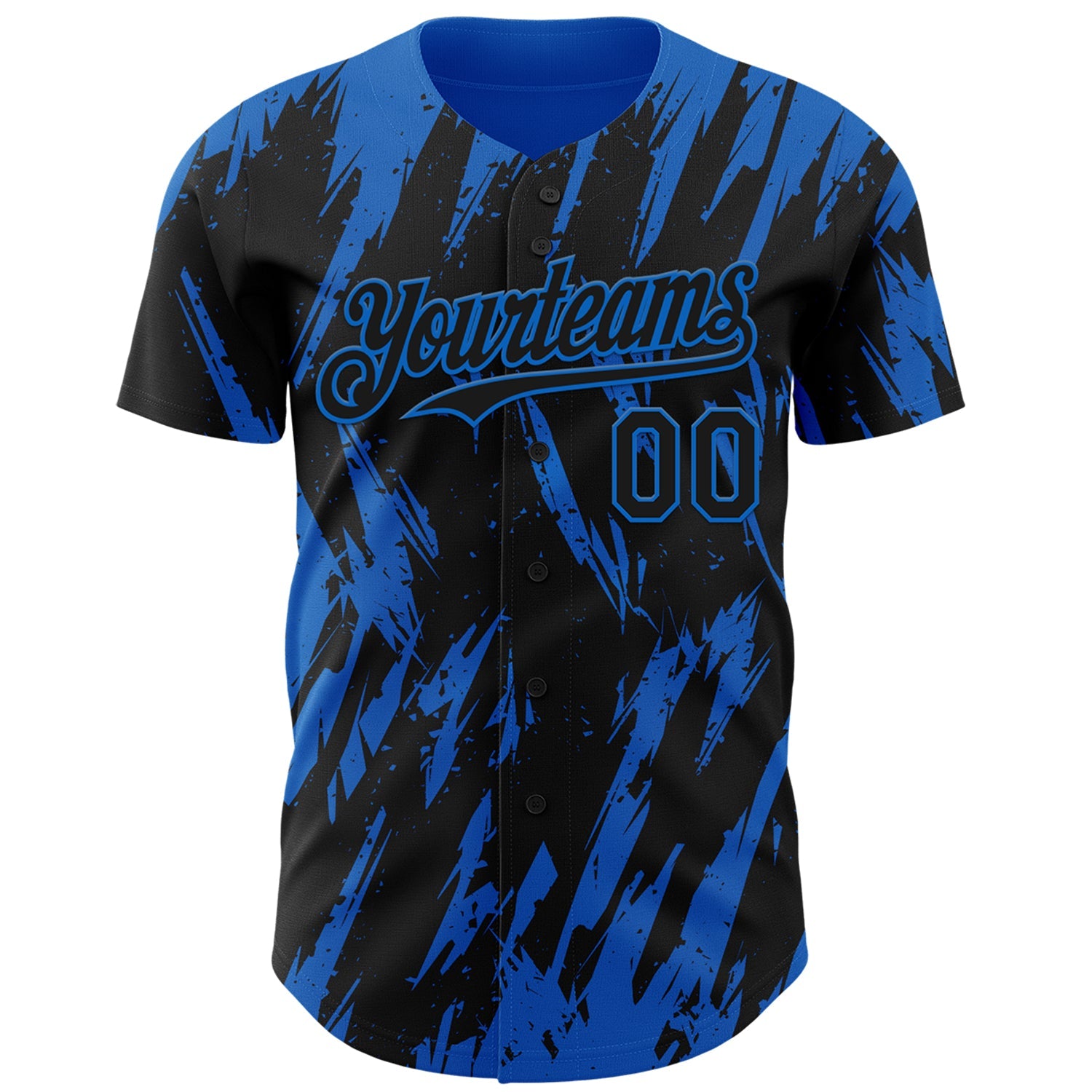 Custom Black Blue Splatter Torn Sharp Brush Stroke Authentic Baseball Jersey view 2