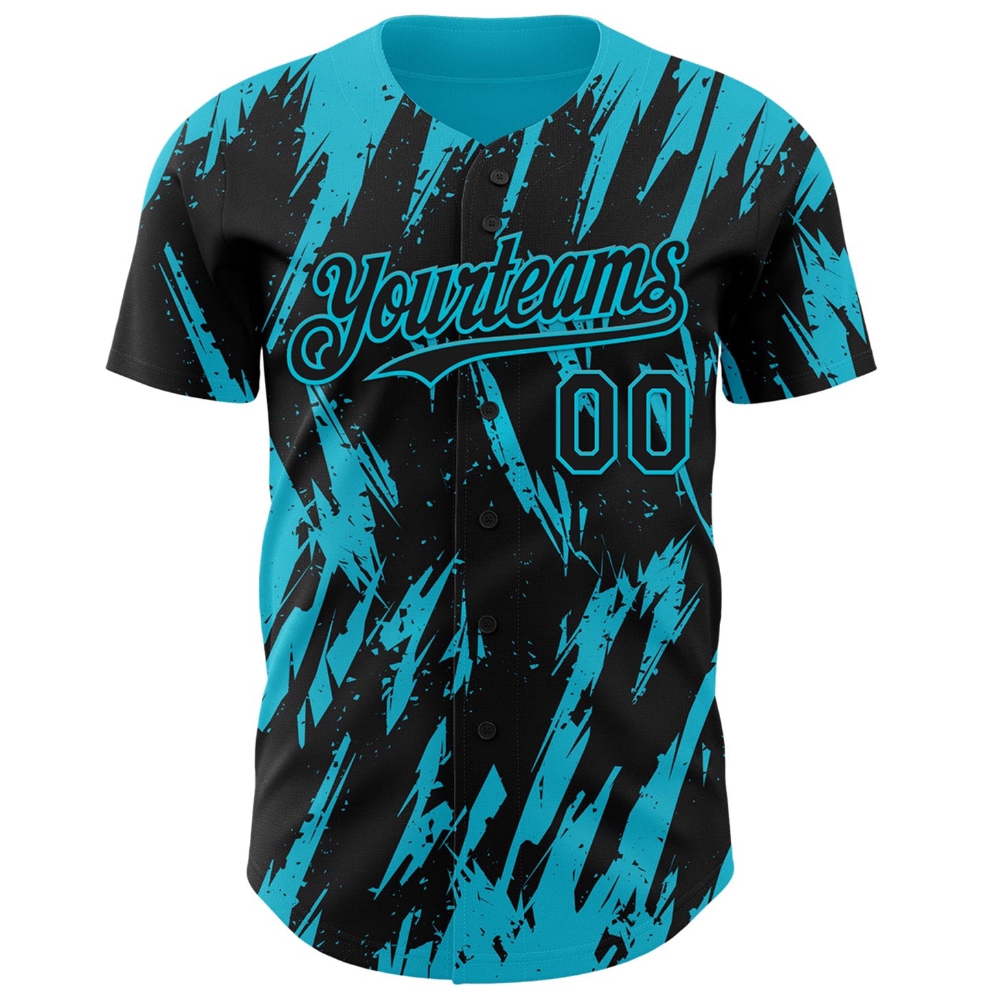 Custom Black Lakes Blue Splatter Torn Sharp Brush Stroke Authentic Baseball Jersey view 2