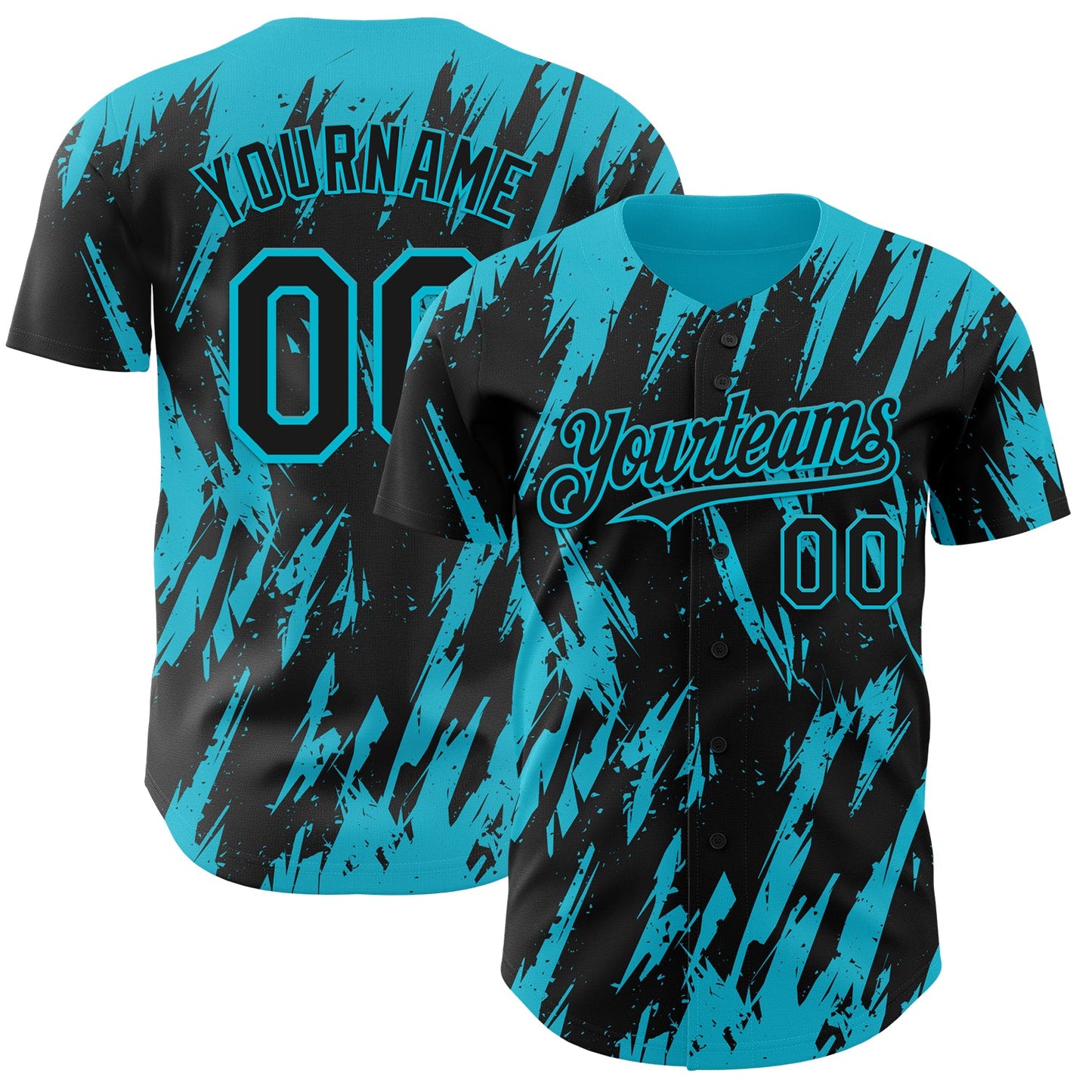 Custom Black Lakes Blue Splatter Torn Sharp Brush Stroke Authentic Baseball Jersey - Main View