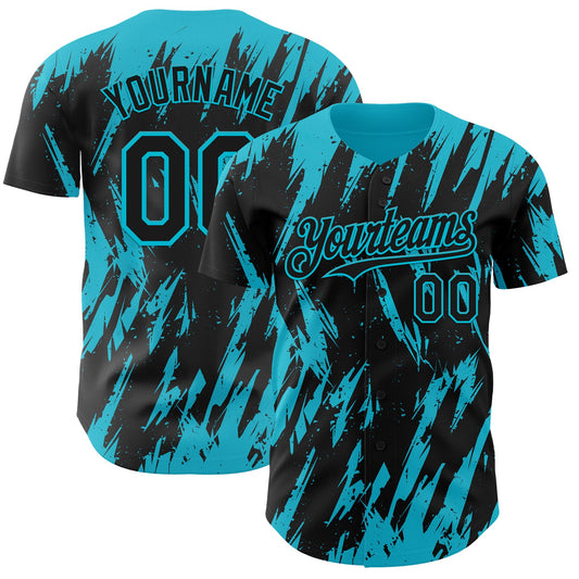 Custom Black Lakes Blue Splatter Torn Sharp Brush Stroke Authentic Baseball Jersey - Main View