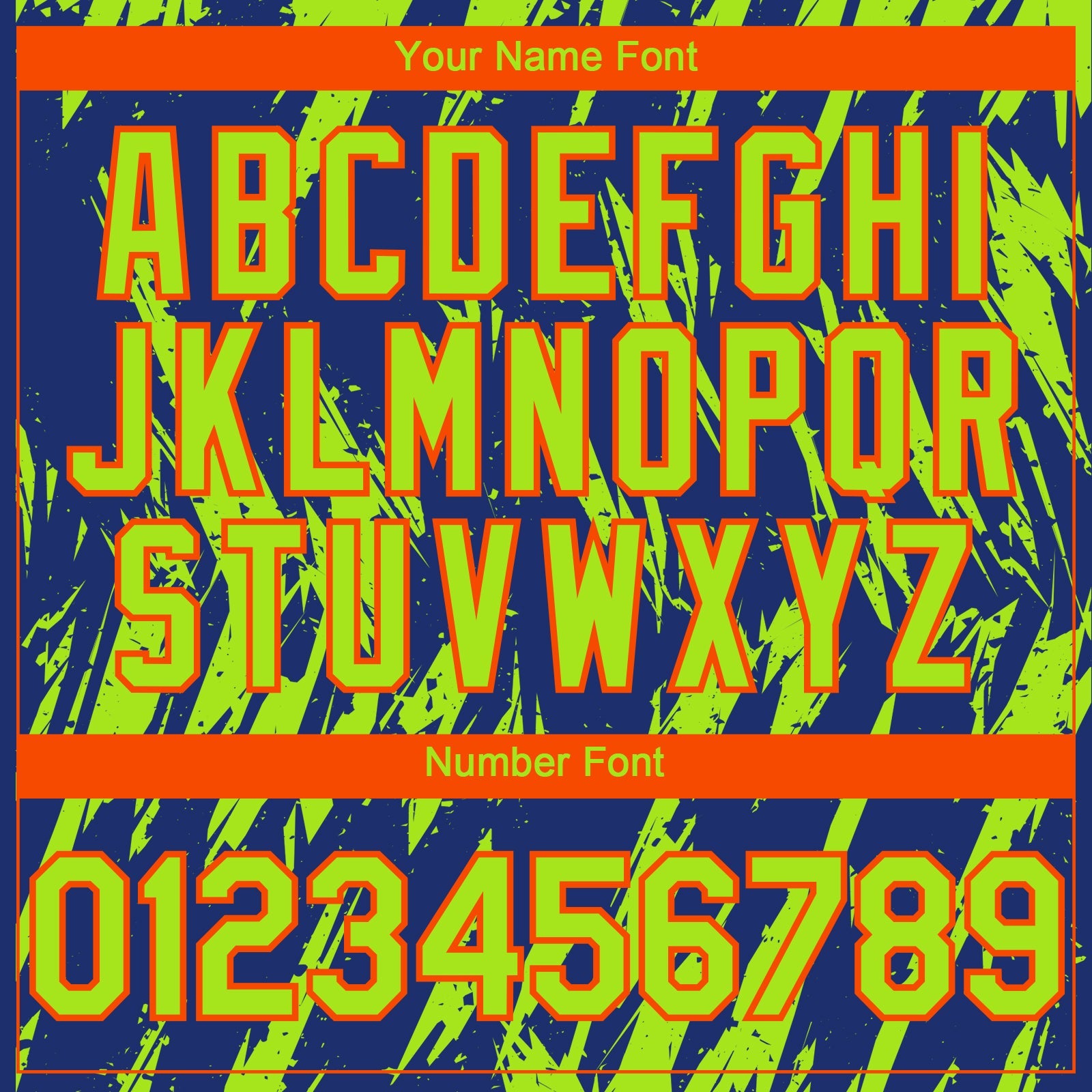 Custom Royal Neon Green-Orange Splatter Torn Sharp Brush Stroke Authentic Baseball Jersey view 5