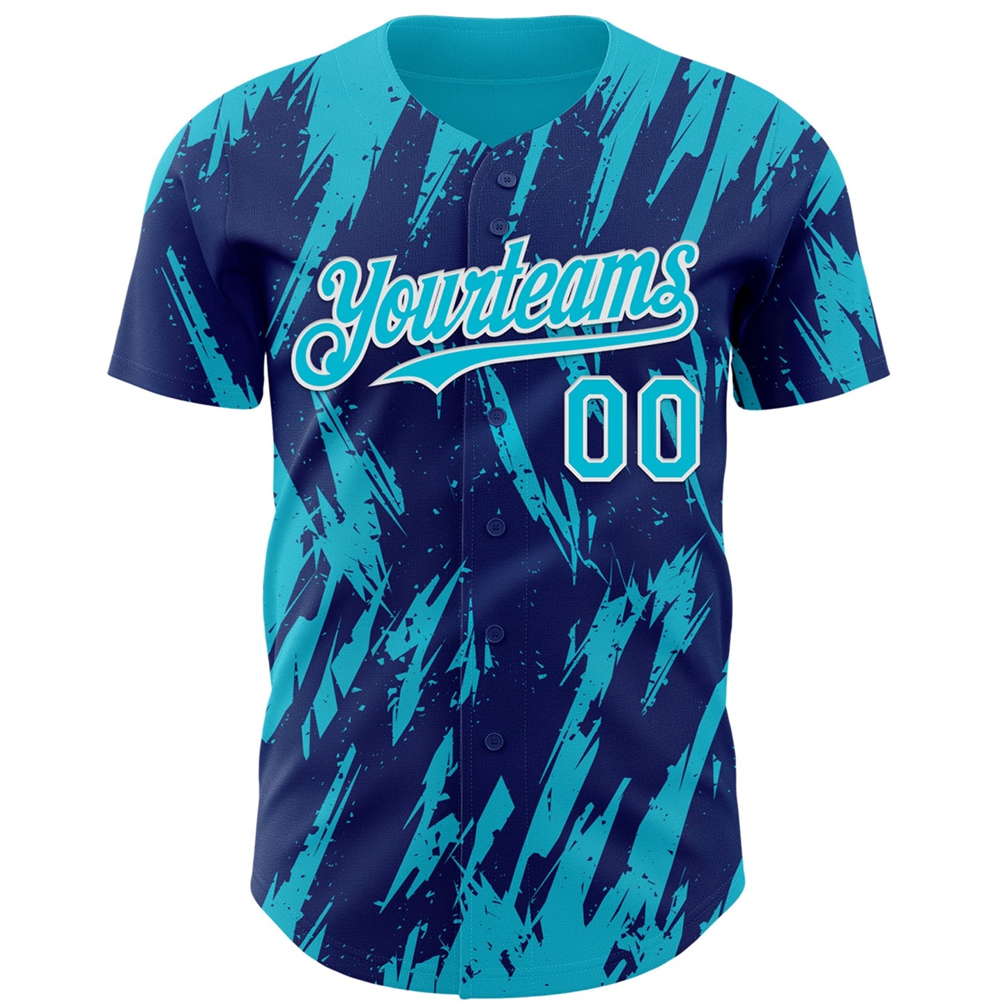 Custom Royal Lakes Blue-White Splatter Torn Sharp Brush Stroke Authentic Baseball Jersey view 2