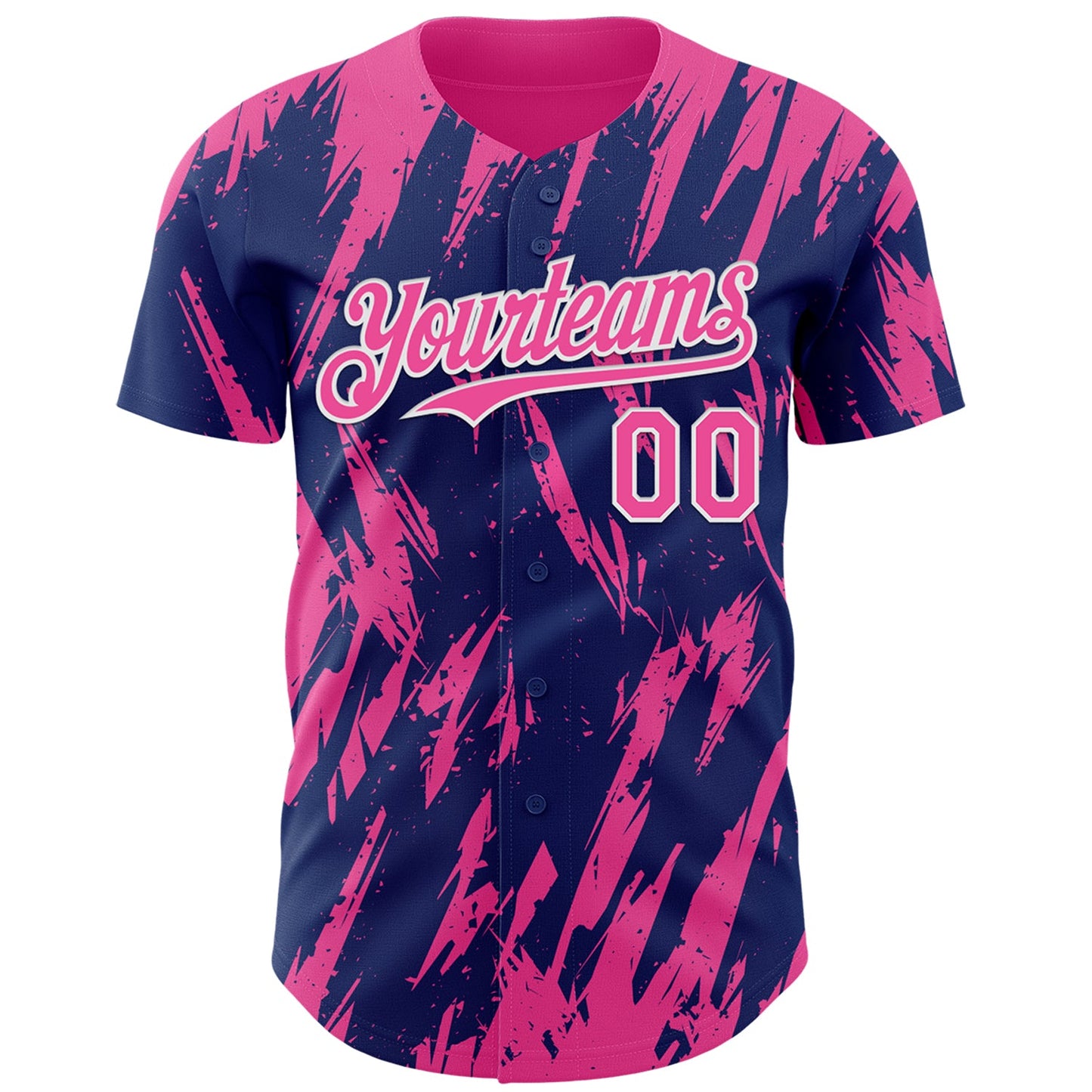 Custom Royal Pink-White Splatter Torn Sharp Brush Stroke Authentic Baseball Jersey view 2