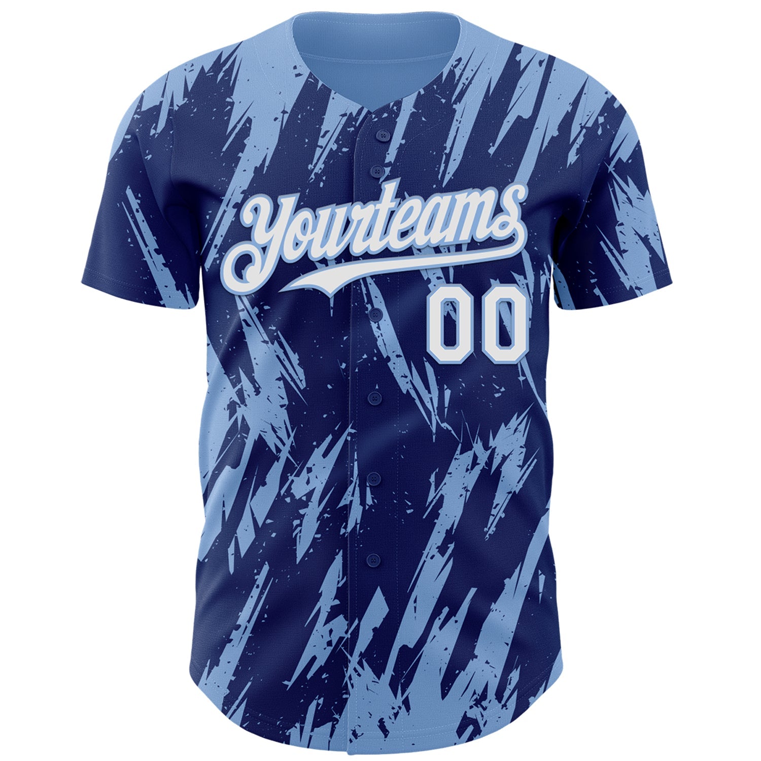 Custom Royal White-Light Blue Splatter Torn Sharp Brush Stroke Authentic Baseball Jersey view 2