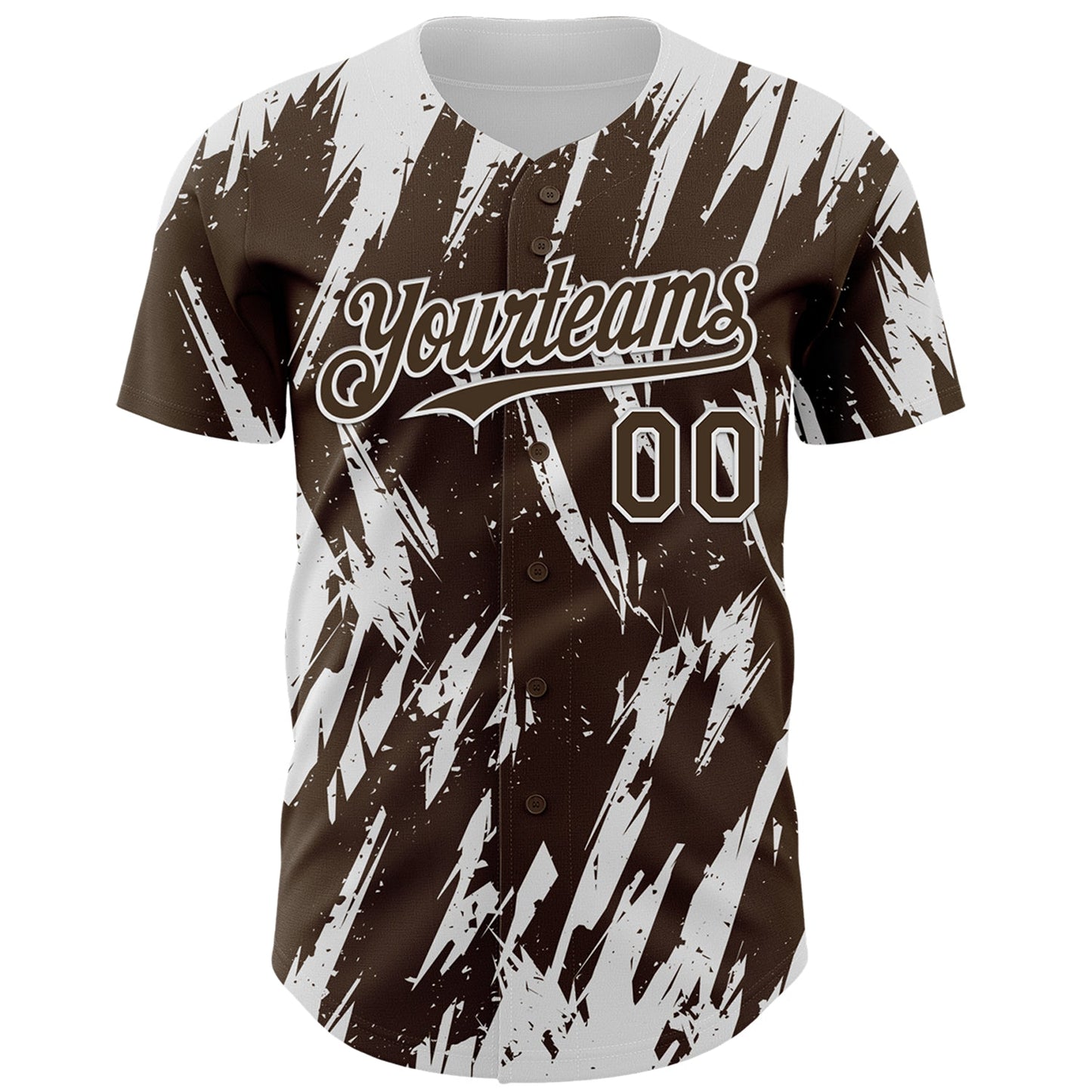 Custom Brown White Splatter Torn Sharp Brush Stroke Authentic Baseball Jersey view 2