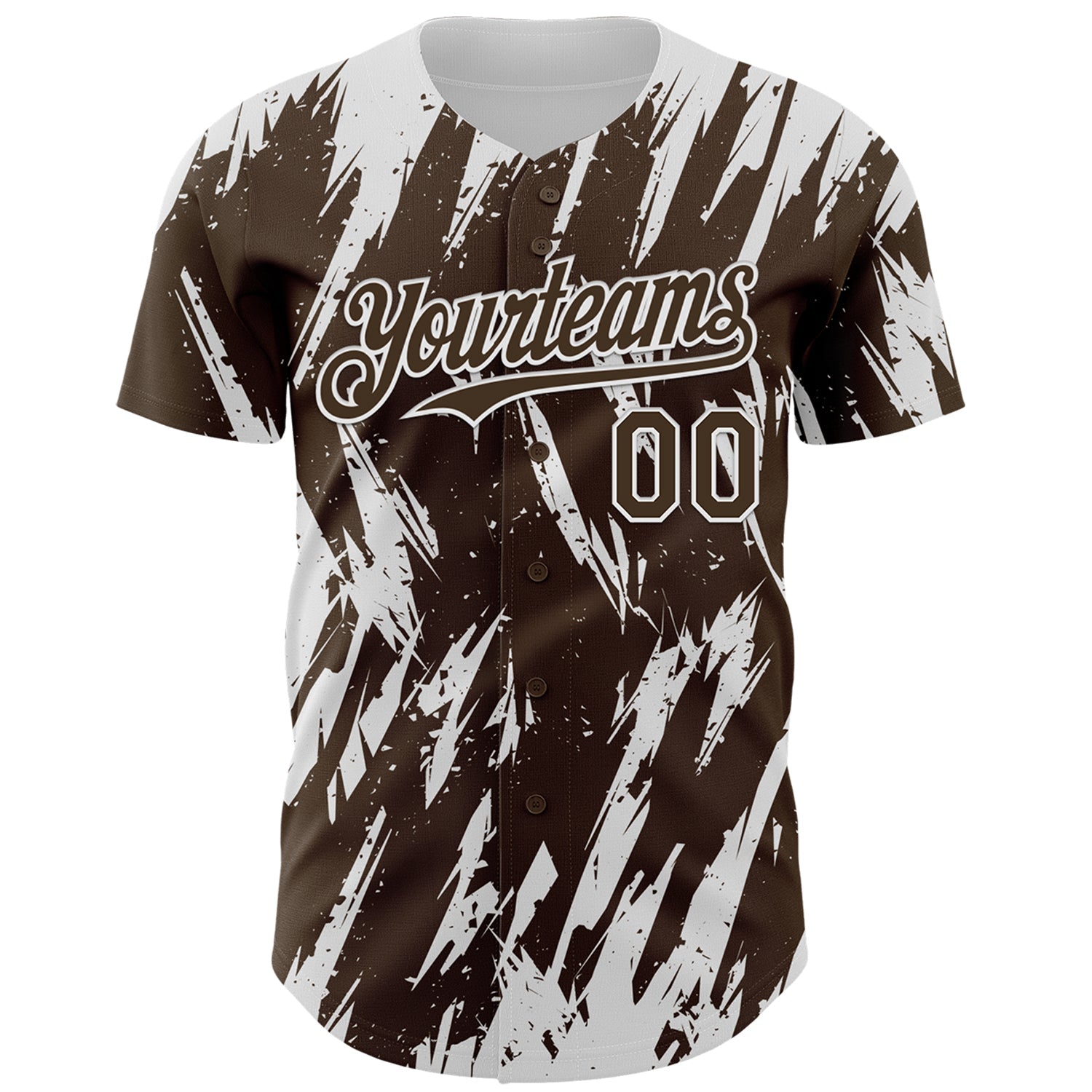 Custom Brown White Splatter Torn Sharp Brush Stroke Authentic Baseball Jersey view 2
