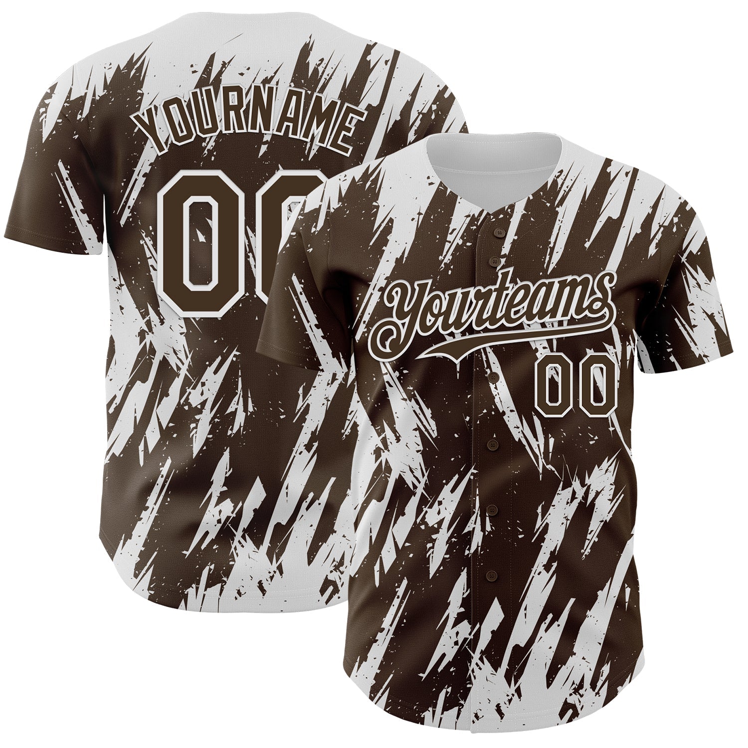Custom Brown White Splatter Torn Sharp Brush Stroke Authentic Baseball Jersey - Main View