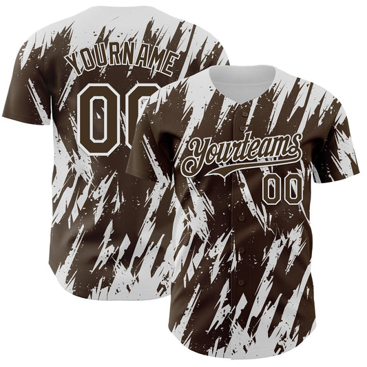 Custom Brown White Splatter Torn Sharp Brush Stroke Authentic Baseball Jersey - Main View