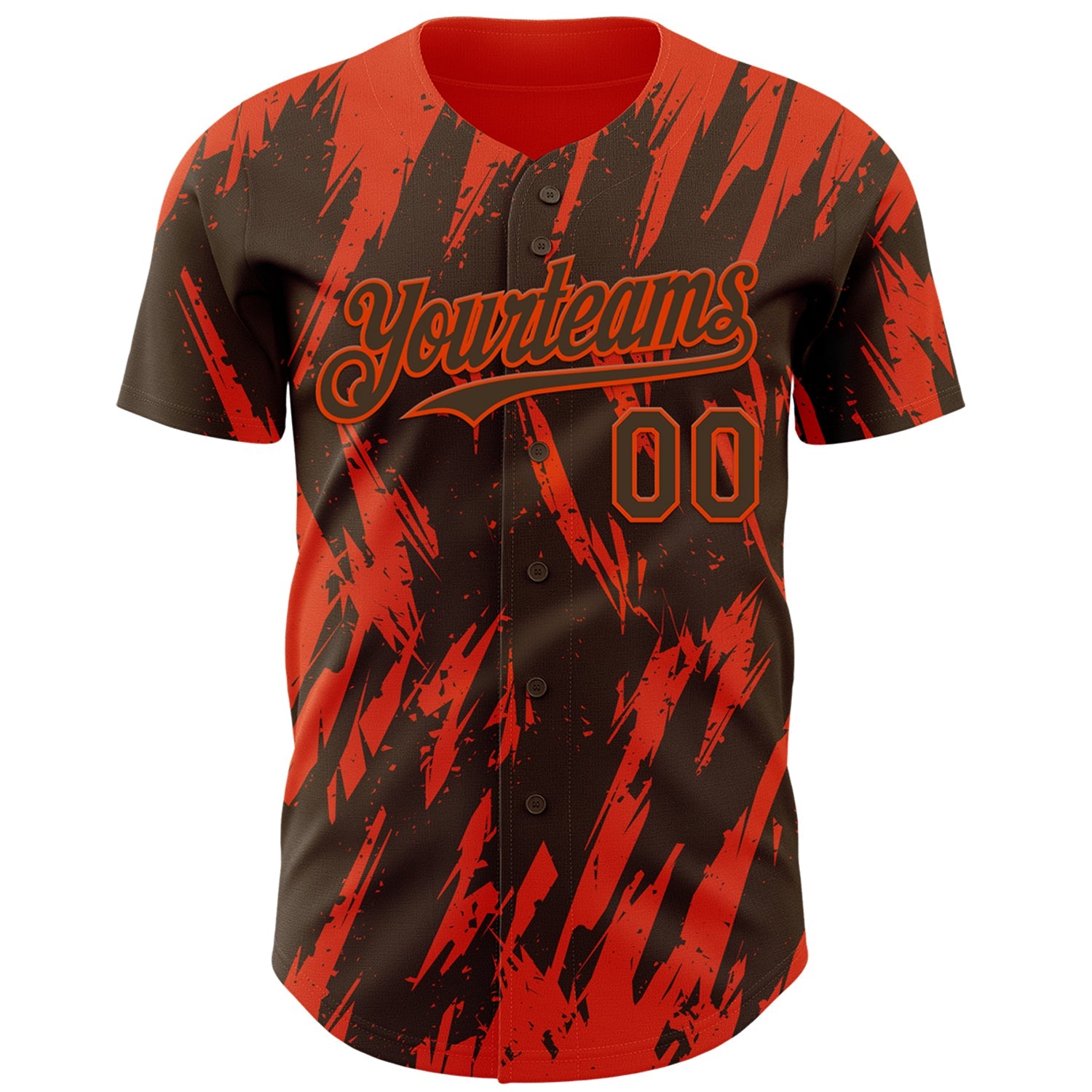 Custom Brown Orange Splatter Torn Sharp Brush Stroke Authentic Baseball Jersey view 2