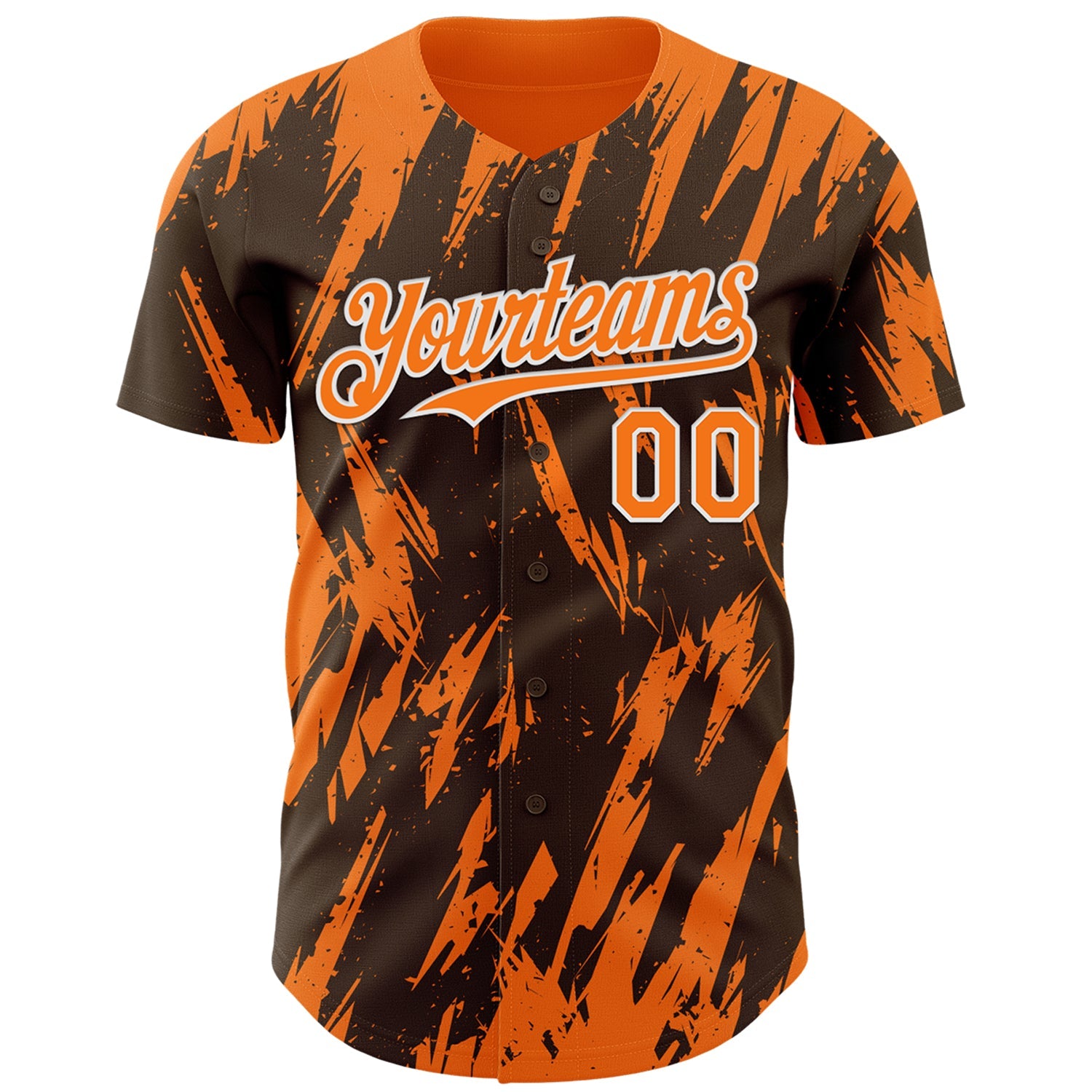 Custom Brown Bay Orange-White Splatter Torn Sharp Brush Stroke Authentic Baseball Jersey view 2