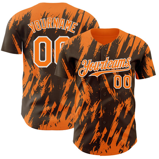 Custom Brown Bay Orange-White Splatter Torn Sharp Brush Stroke Authentic Baseball Jersey - Main View