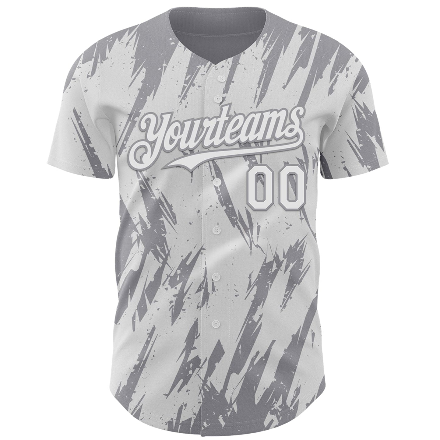 Custom White Gray Splatter Torn Sharp Brush Stroke Authentic Baseball Jersey view 2