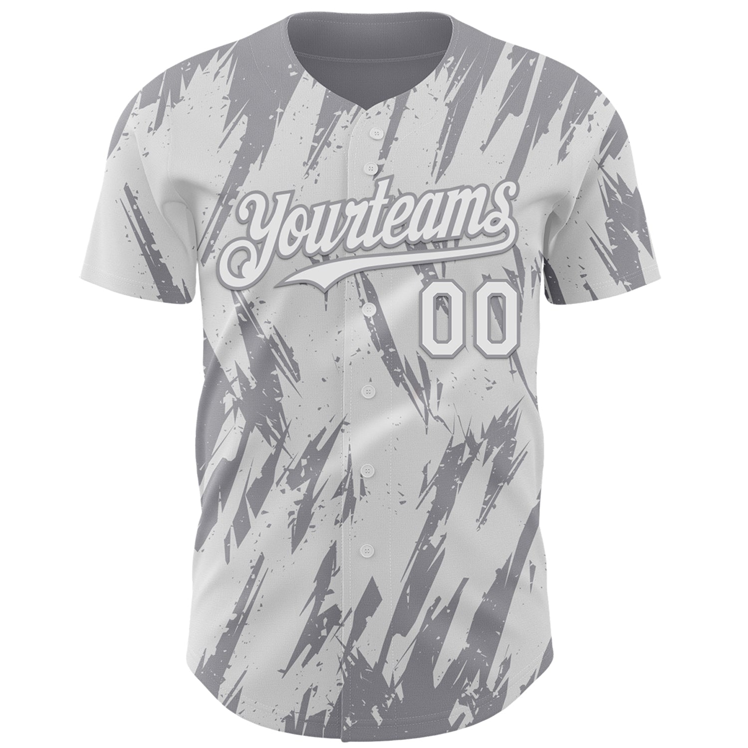 Custom White Gray Splatter Torn Sharp Brush Stroke Authentic Baseball Jersey view 2