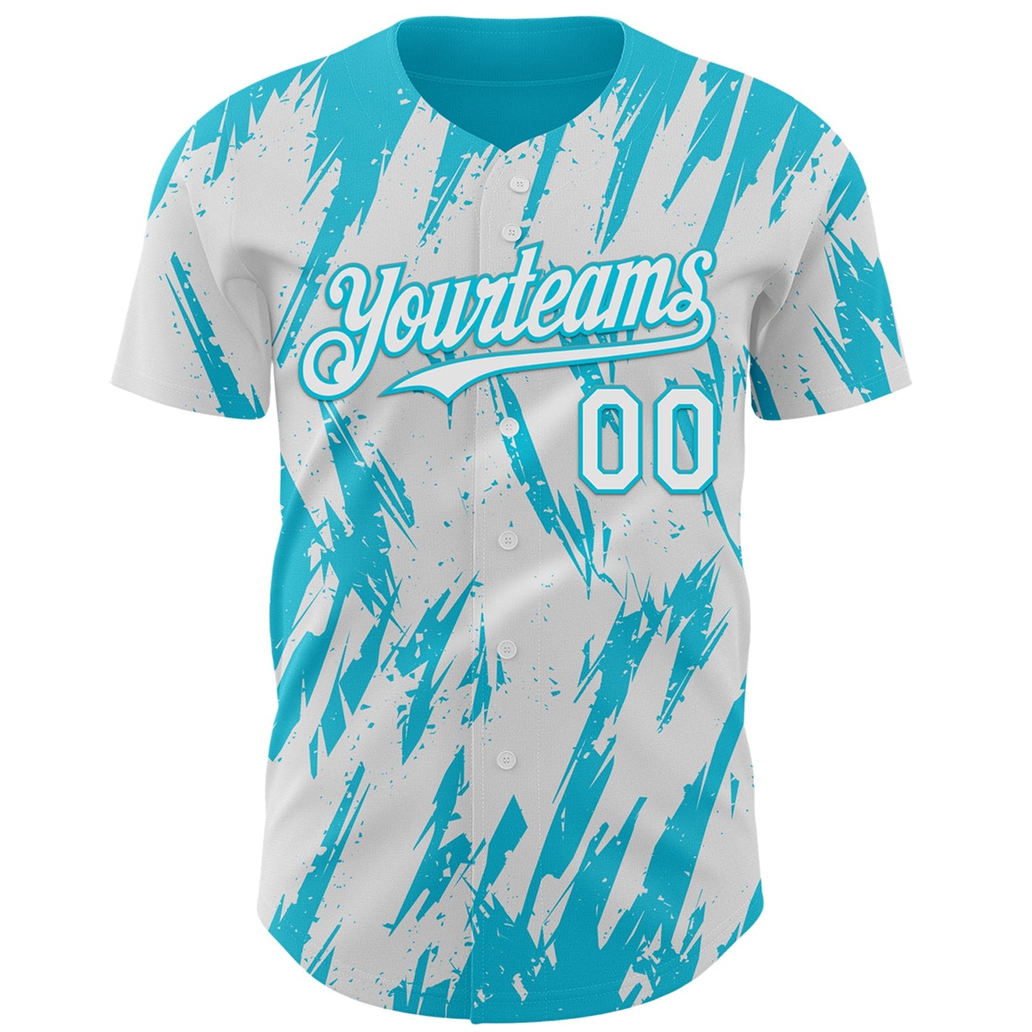 Custom White Lakes Blue Splatter Torn Sharp Brush Stroke Authentic Baseball Jersey view 2