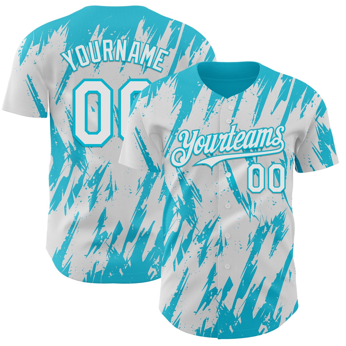 Custom White Lakes Blue Splatter Torn Sharp Brush Stroke Authentic Baseball Jersey - Main View