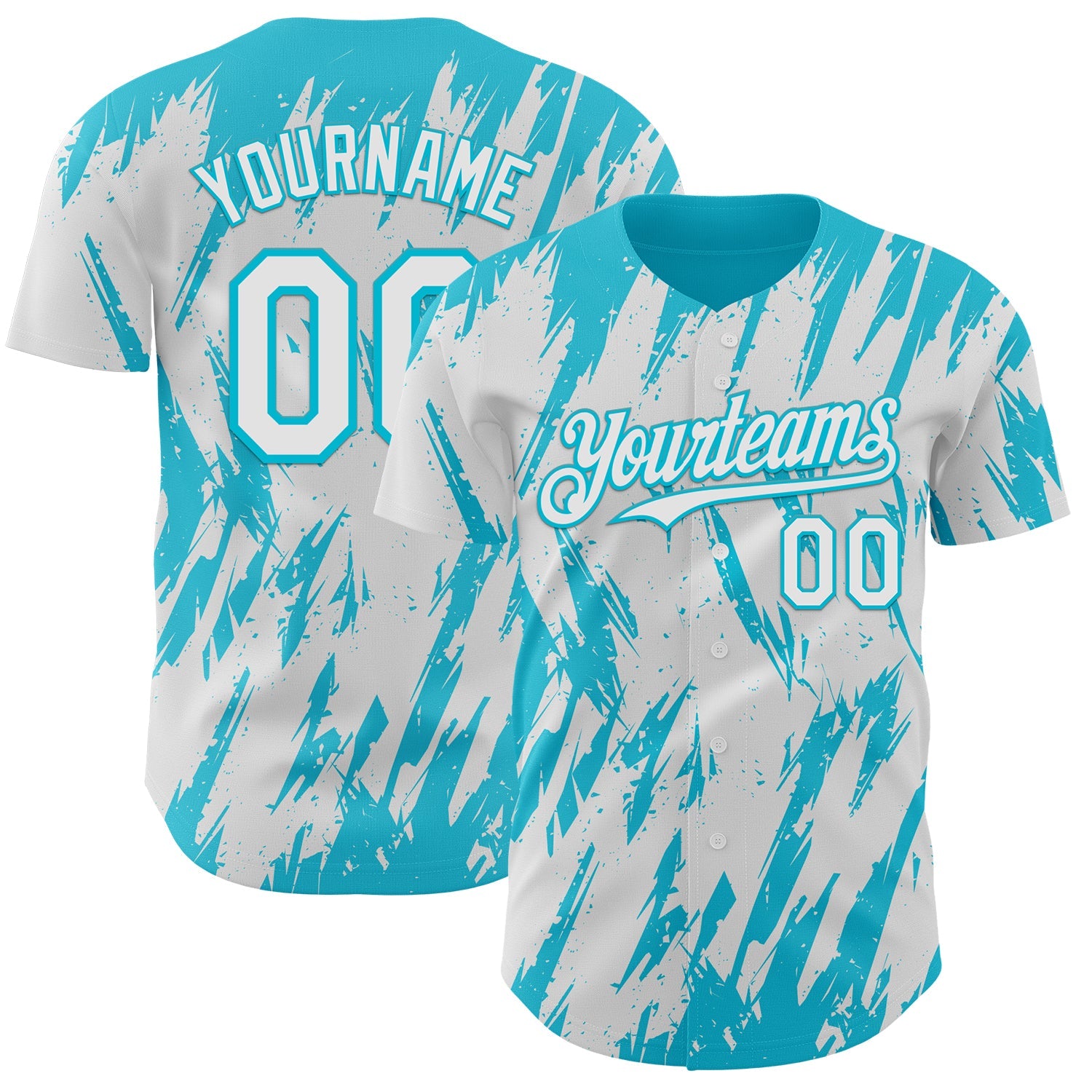 Custom White Lakes Blue Splatter Torn Sharp Brush Stroke Authentic Baseball Jersey - Main View