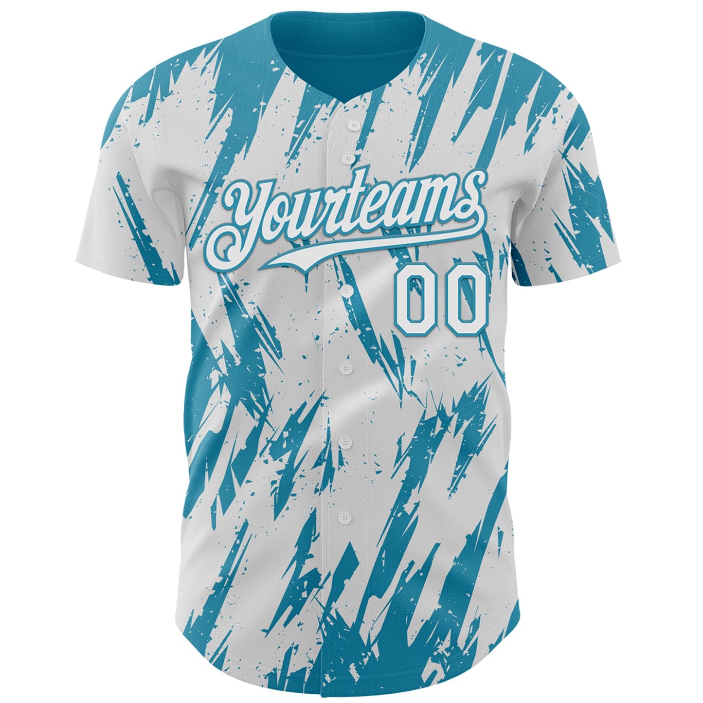 Custom White Panther Blue Splatter Torn Sharp Brush Stroke Authentic Baseball Jersey view 2