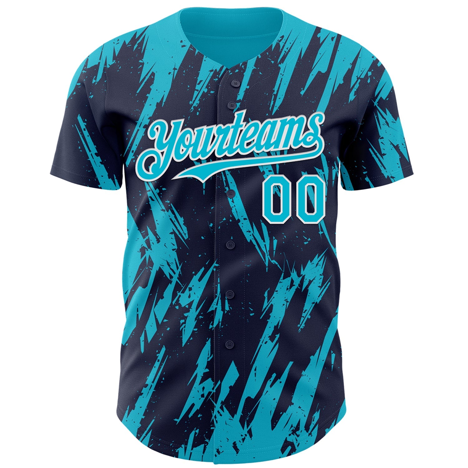 Custom Navy Lakes Blue-White Splatter Torn Sharp Brush Stroke Authentic Baseball Jersey view 2