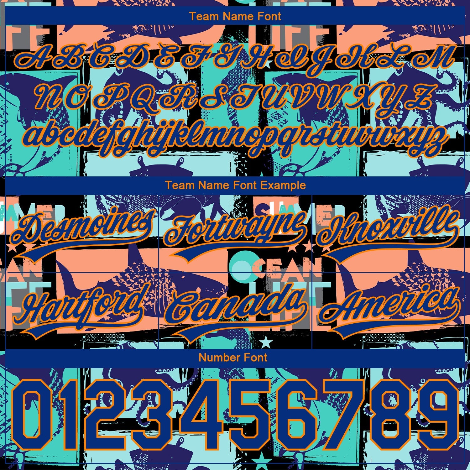 Custom Black Royal-Bay Orange 3D Pattern Summer Ocean Life Authentic Basketball Shorts view 3