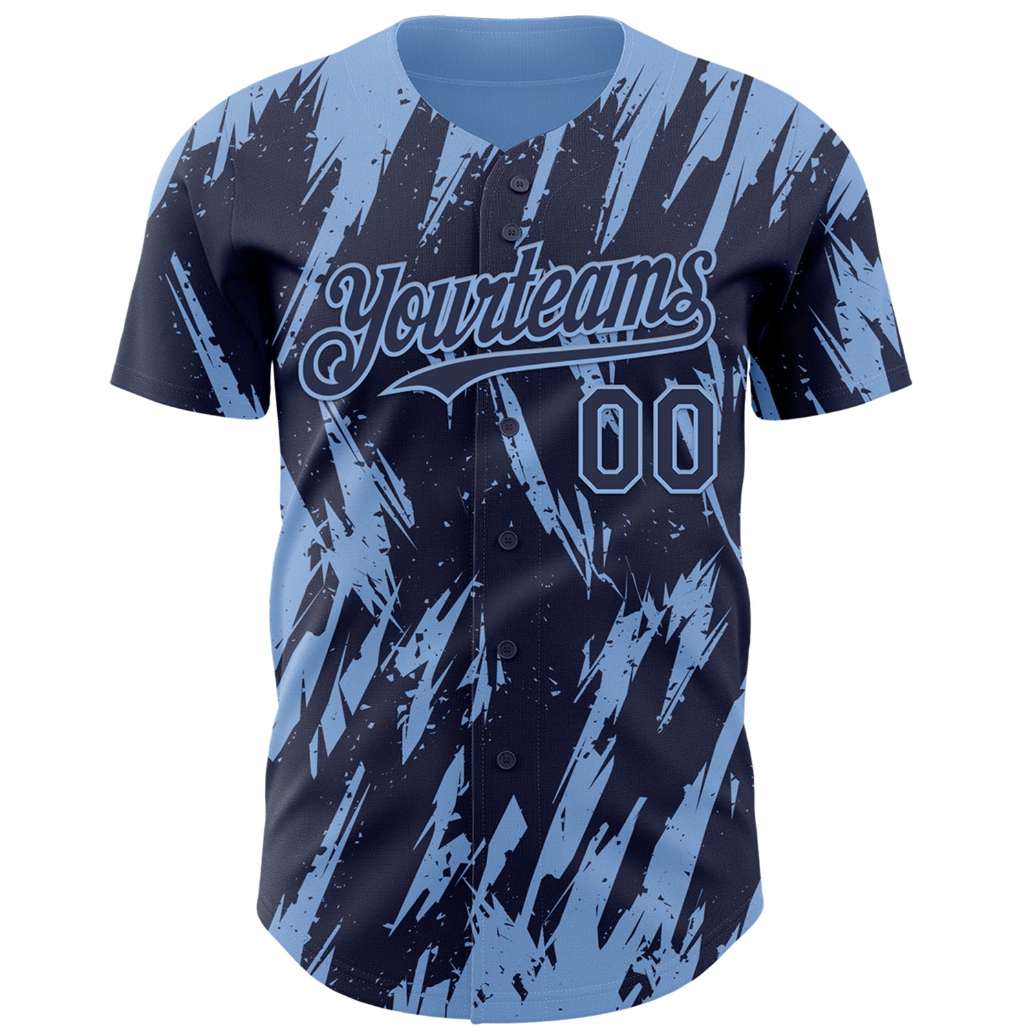 Custom Navy Light Blue Splatter Torn Sharp Brush Stroke Authentic Baseball Jersey view 2