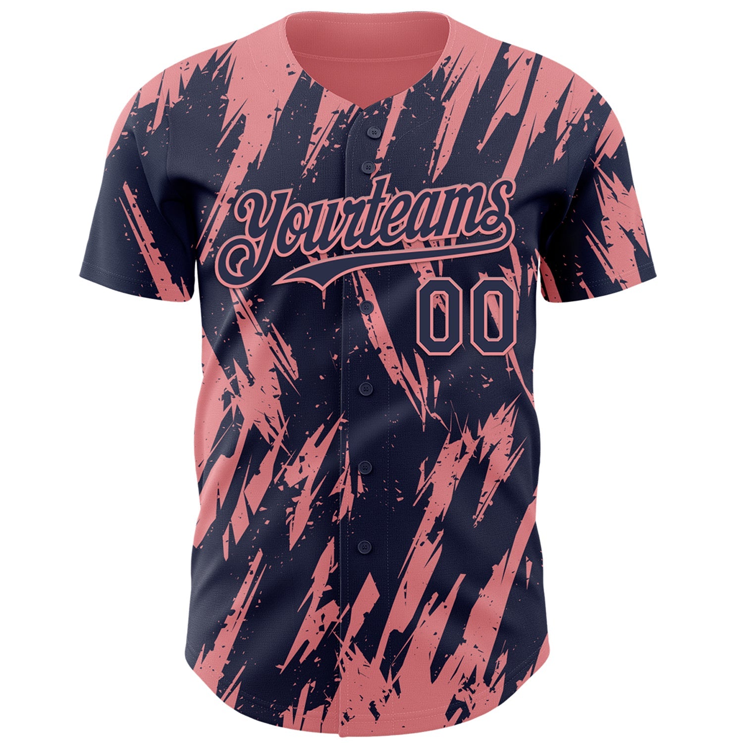Custom Navy Medium Pink Splatter Torn Sharp Brush Stroke Authentic Baseball Jersey view 2