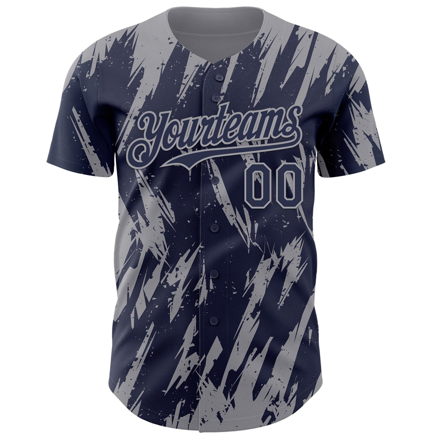 Custom Navy Gray Splatter Torn Sharp Brush Stroke Authentic Baseball Jersey view 2