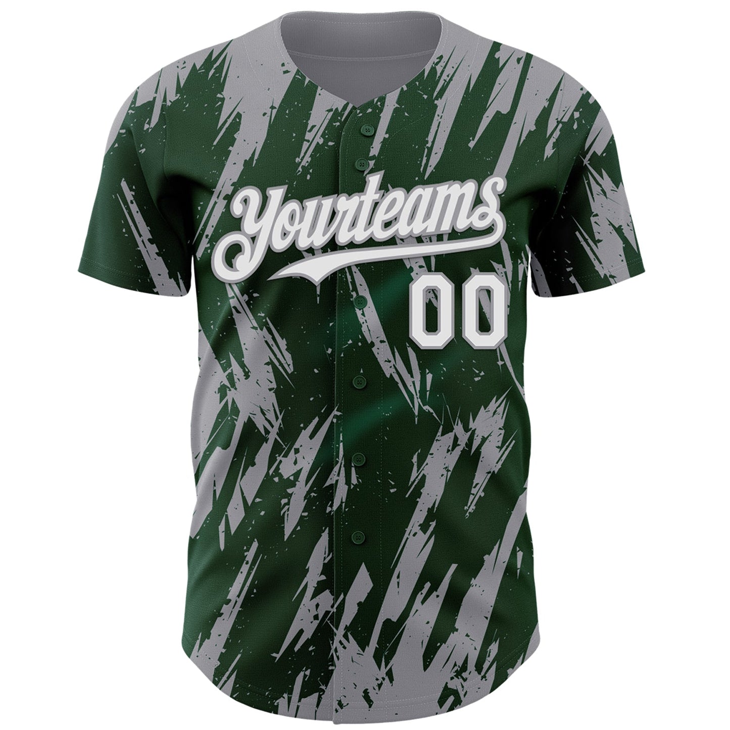 Custom Green White-Gray Splatter Torn Sharp Brush Stroke Authentic Baseball Jersey view 2