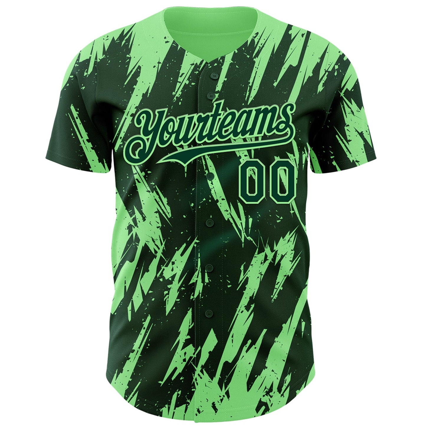 Custom Green Pea Green Splatter Torn Sharp Brush Stroke Authentic Baseball Jersey view 2