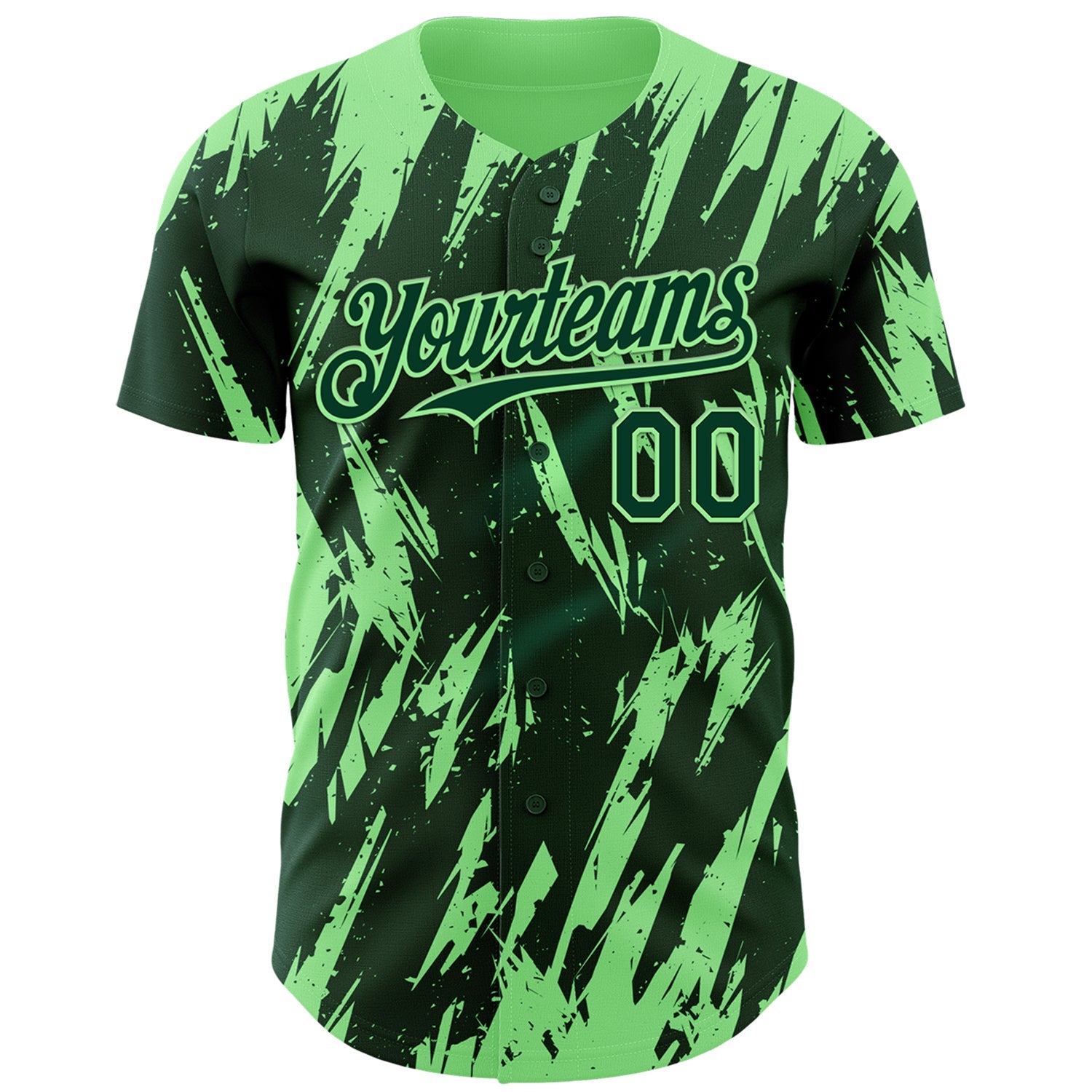 Custom Green Pea Green Splatter Torn Sharp Brush Stroke Authentic Baseball Jersey view 2