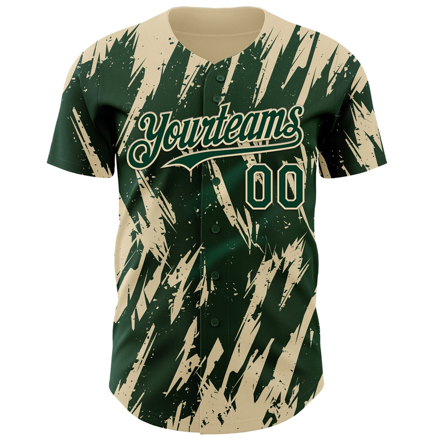 Custom Green Cream Splatter Torn Sharp Brush Stroke Authentic Baseball Jersey view 2