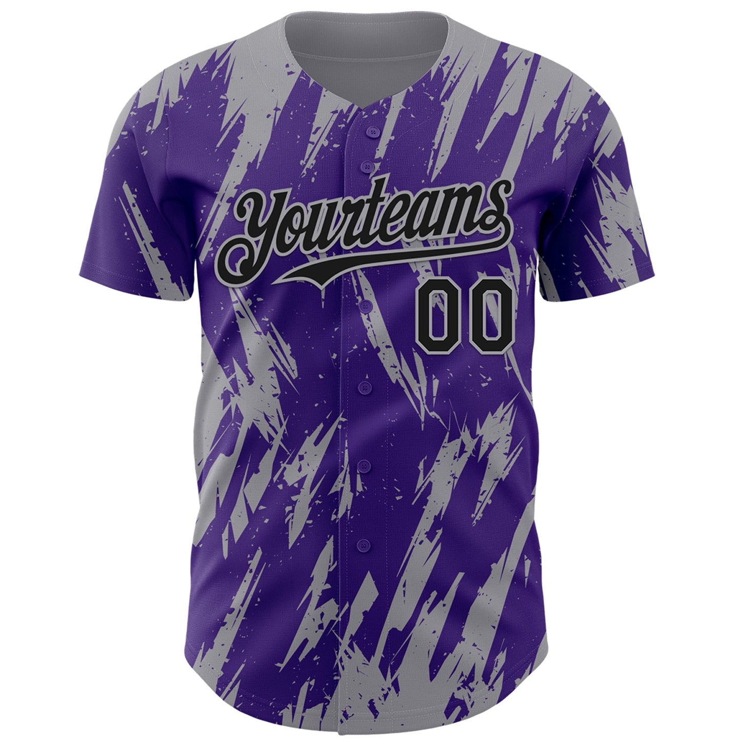 Custom Purple Gray Splatter Torn Sharp Brush Stroke Authentic Baseball Jersey view 2