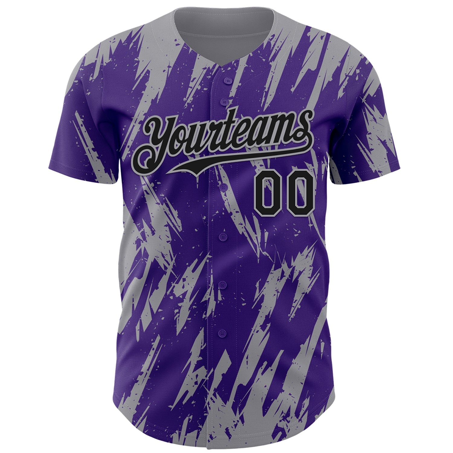 Custom Purple Gray Splatter Torn Sharp Brush Stroke Authentic Baseball Jersey view 2