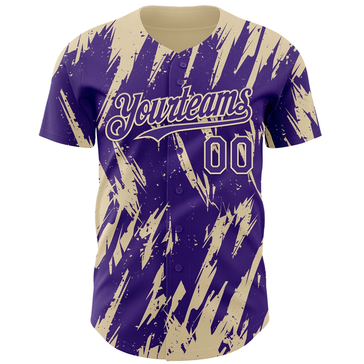 Custom Purple Cream Splatter Torn Sharp Brush Stroke Authentic Baseball Jersey view 2