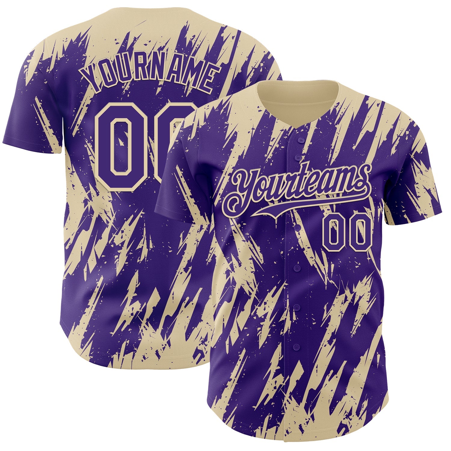 Custom Purple Cream Splatter Torn Sharp Brush Stroke Authentic Baseball Jersey - Main View