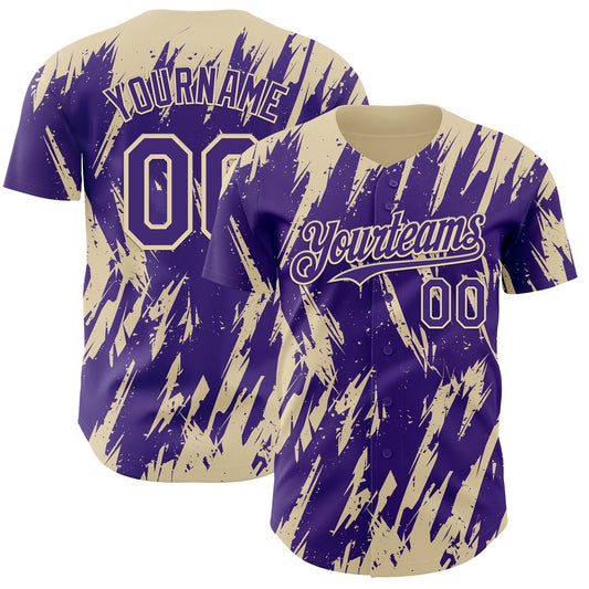 Custom Purple Cream Splatter Torn Sharp Brush Stroke Authentic Baseball Jersey - Main View