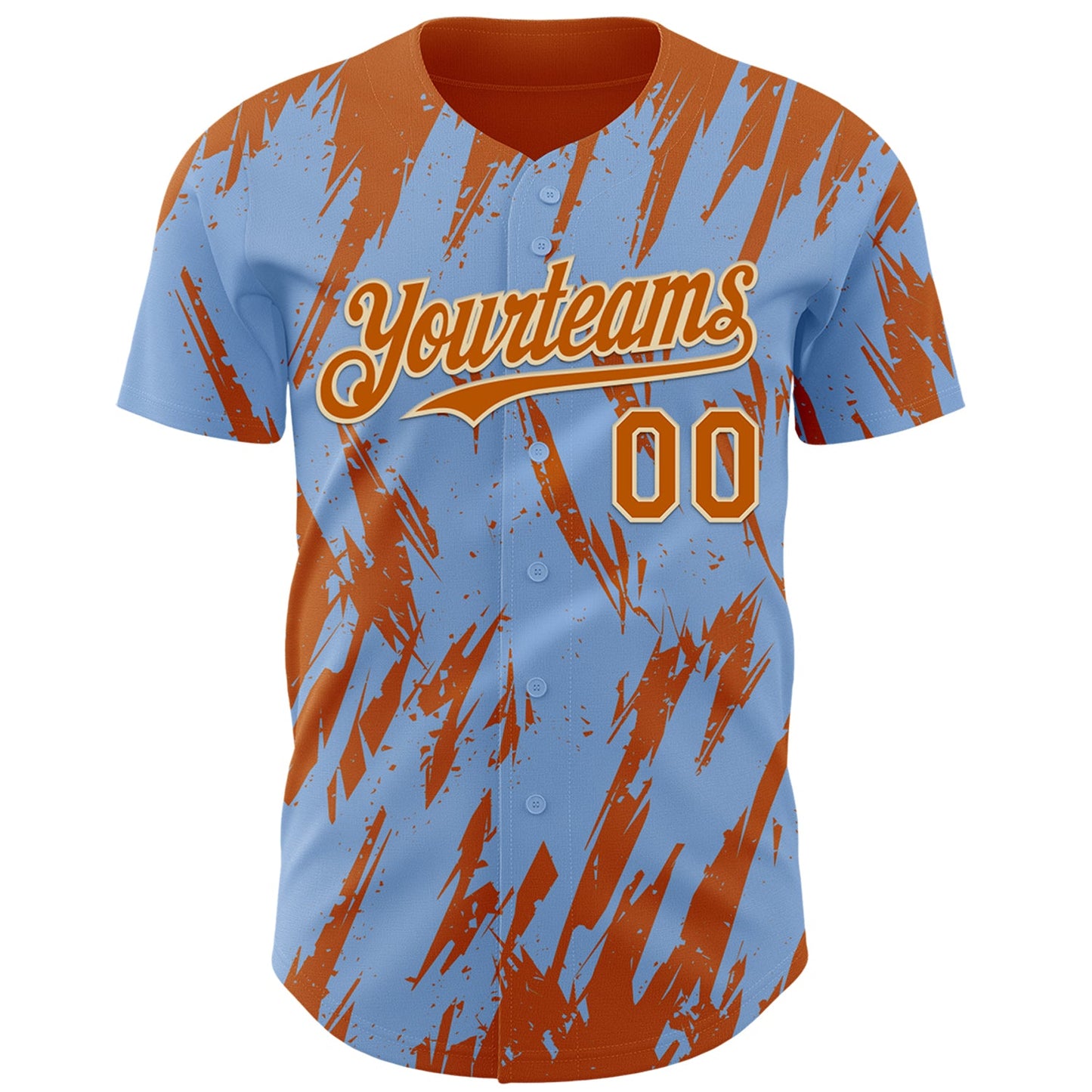 Custom Light Blue Bay Orange-Cream Splatter Torn Sharp Brush Stroke Authentic Baseball Jersey view 2
