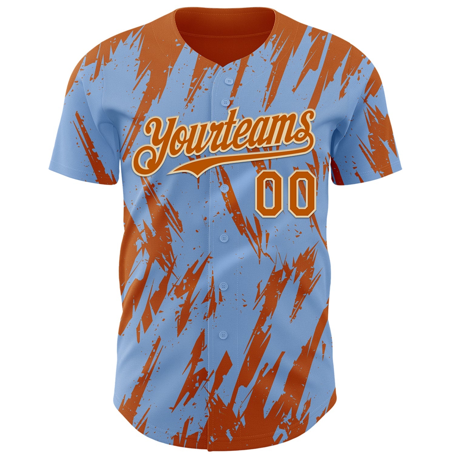 Custom Light Blue Bay Orange-Cream Splatter Torn Sharp Brush Stroke Authentic Baseball Jersey view 2