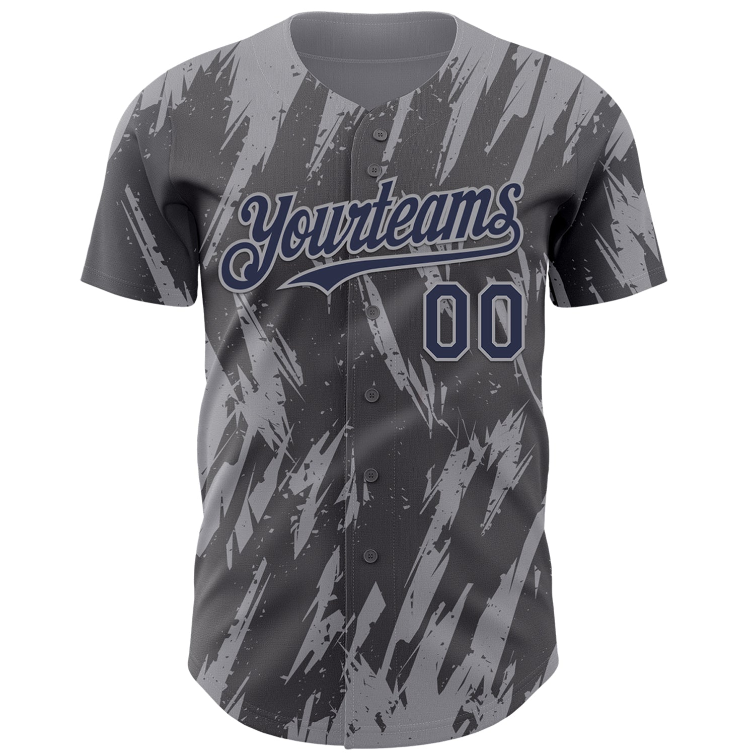 Custom Steel Gray Navy-Gray Splatter Torn Sharp Brush Stroke Authentic Baseball Jersey view 2