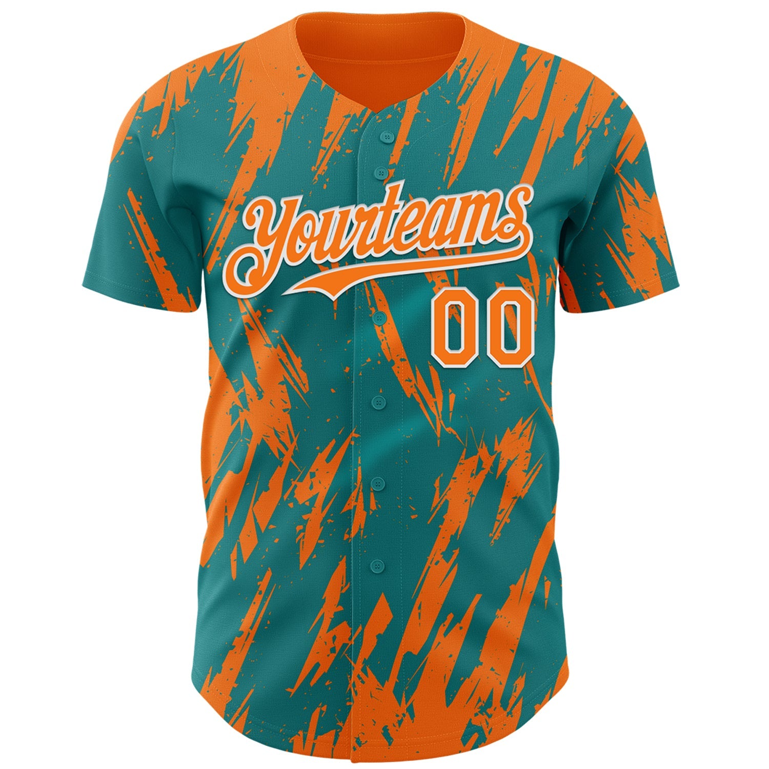 Custom Teal Bay Orange-White Splatter Torn Sharp Brush Stroke Authentic Baseball Jersey view 2
